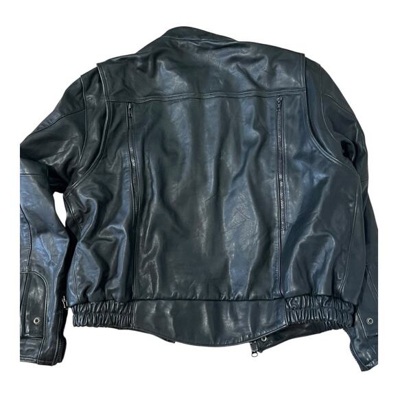 Leather Motorcycle Jacket Mens Vintage Moto Cafe Racer Biker Rider 48 - Picture 9 of 9